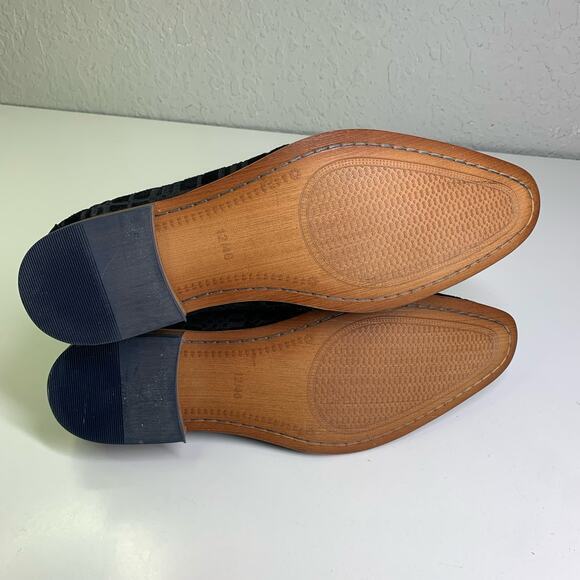 RITIZEN‎ Derby Oxford Dress Shoes Textured Velvet Leather Lace Up Black Plaid - Picture 7 of 11